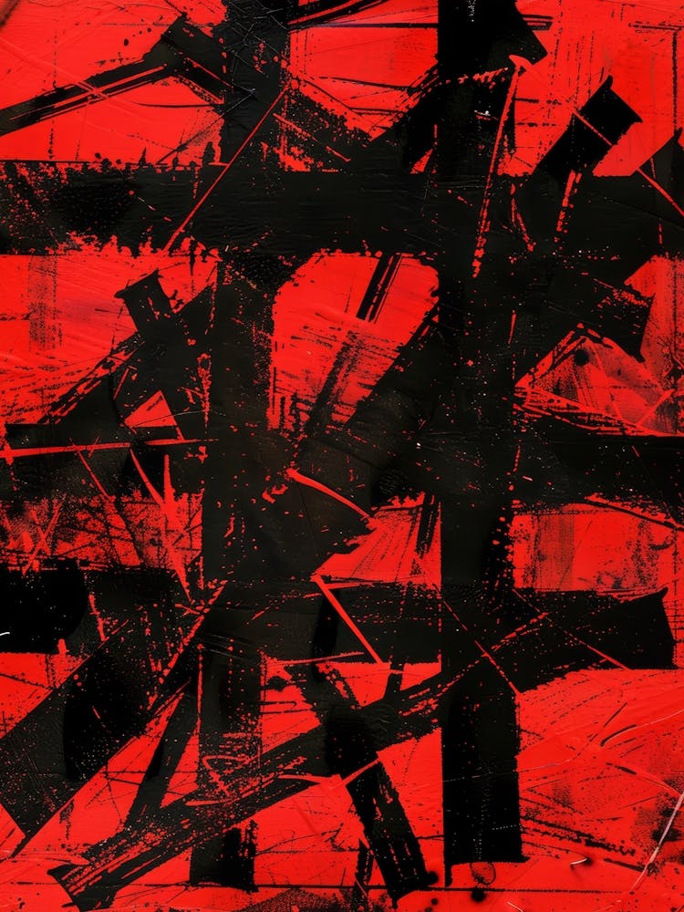 Abstract Painting, Red And Black 2