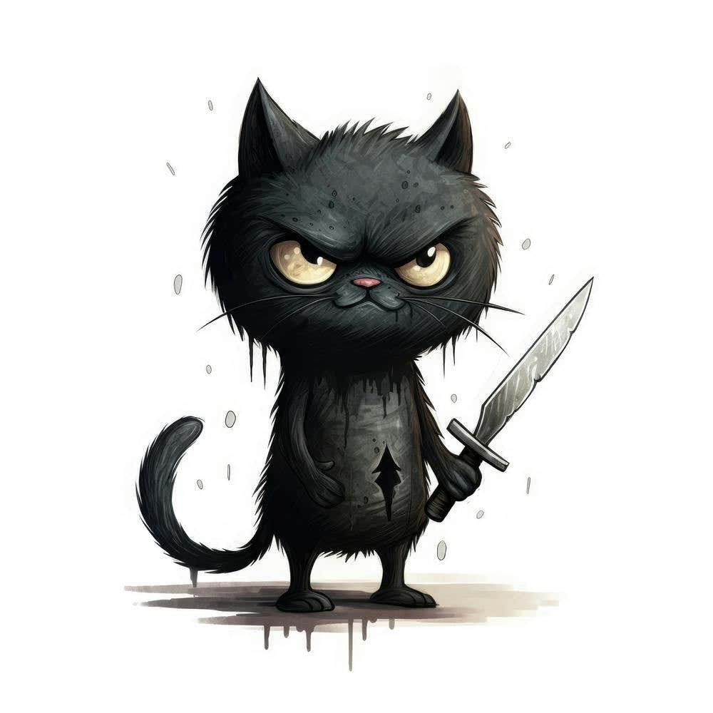Black Cat With A Knife 1