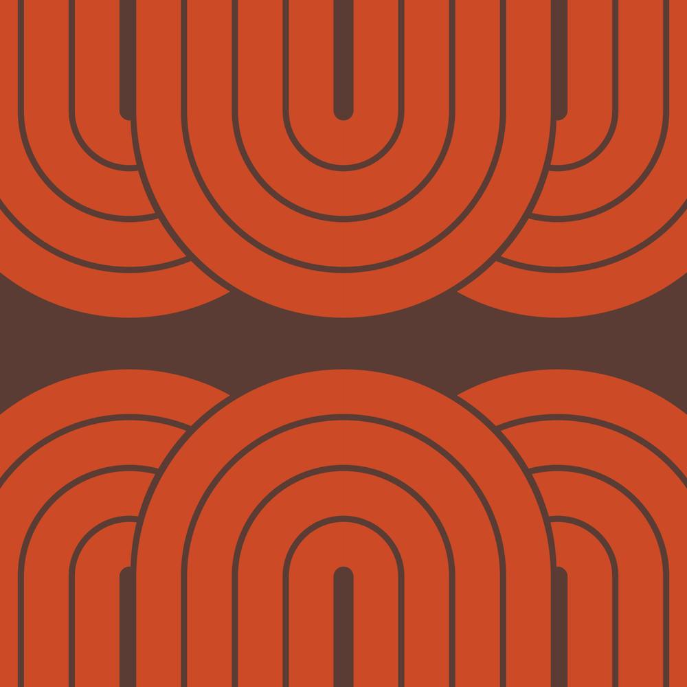 Midcentury Modern Arch Pattern Vxii In Retro Royal Brown Dark Pastel Red 02