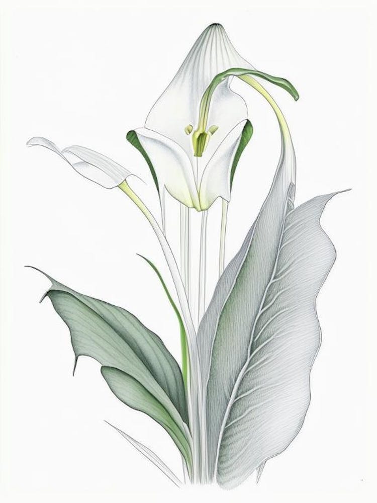 Zantedeschia Floral Quentin Blake Inspired Illustration 1 Flower