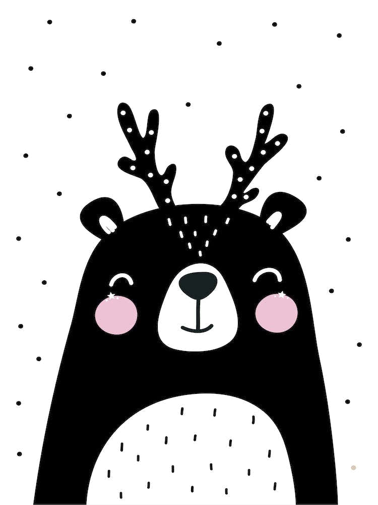 Scandi Black Bear With Antlers