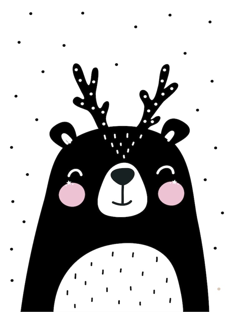 Scandi Black Bear With Antlers