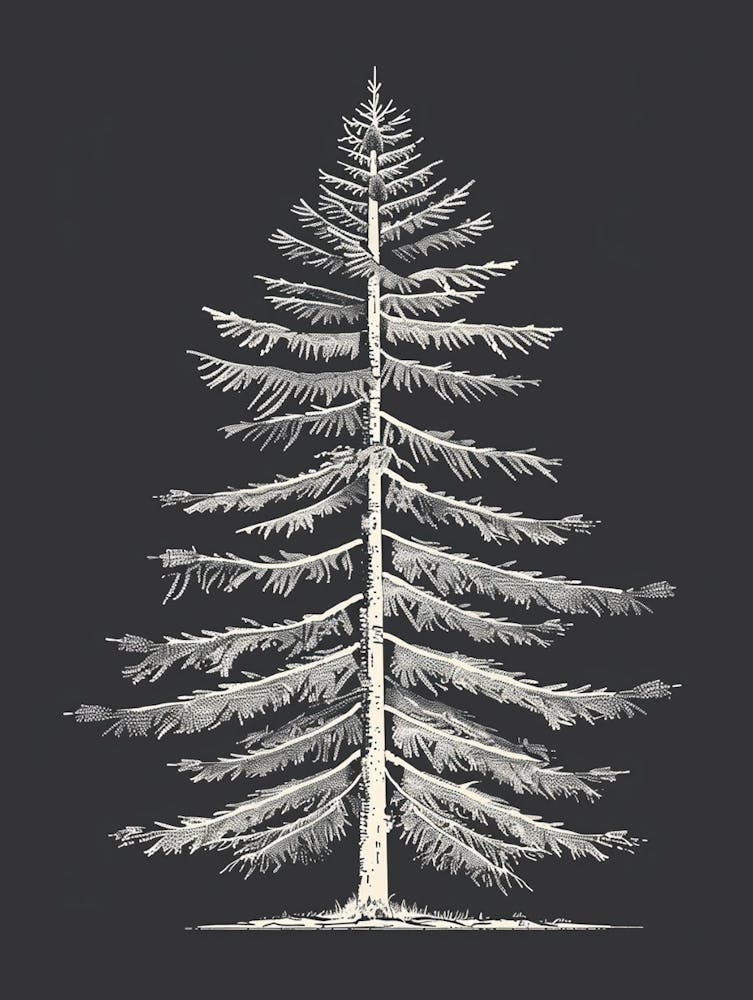 Douglas Fir Tree Minimalistic Drawing 3