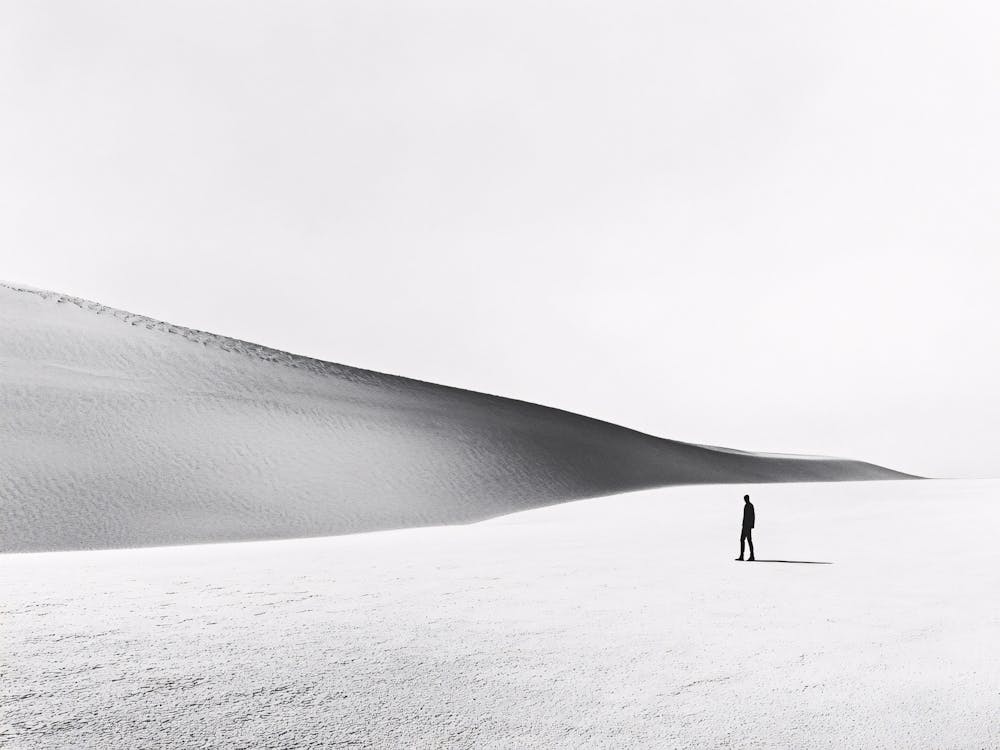 Sand Dunes - Lone Man and Dune in Desert