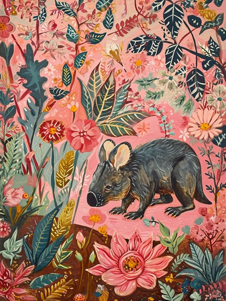 Floral Animal Painting Wombat 3