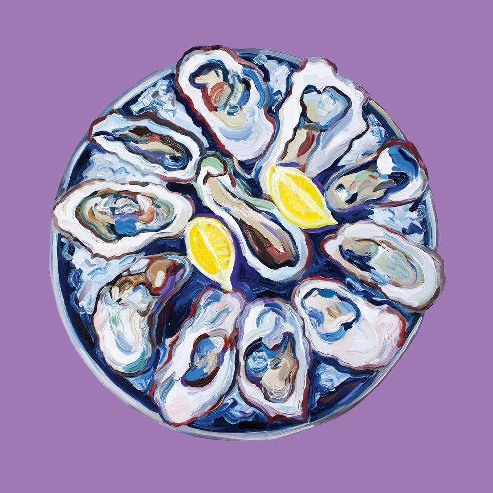 Oysters On A Plate Purple Square