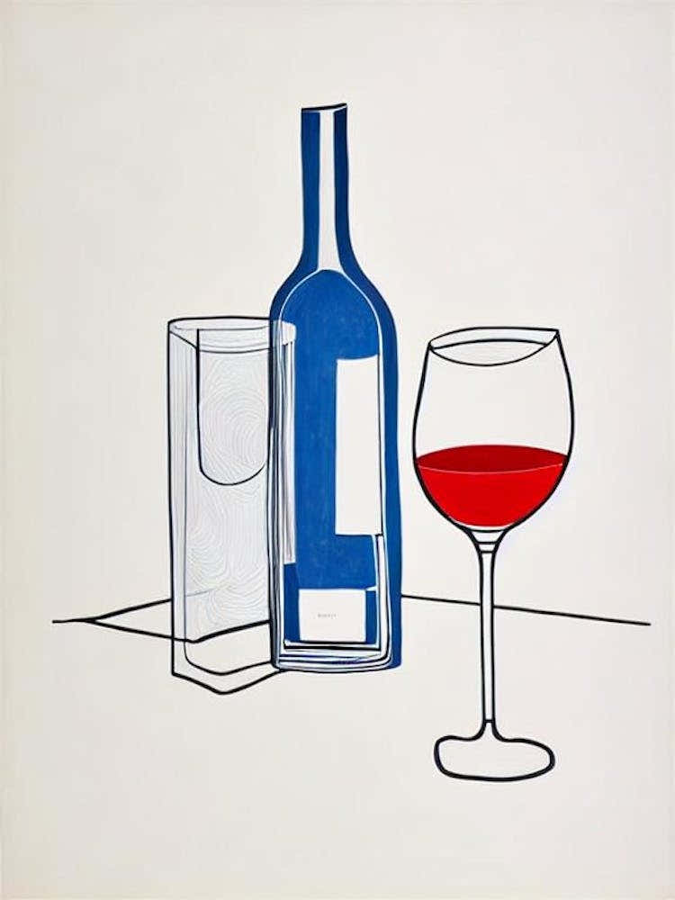Carignan Rosé Picasso Line Drawing Cocktail Poster