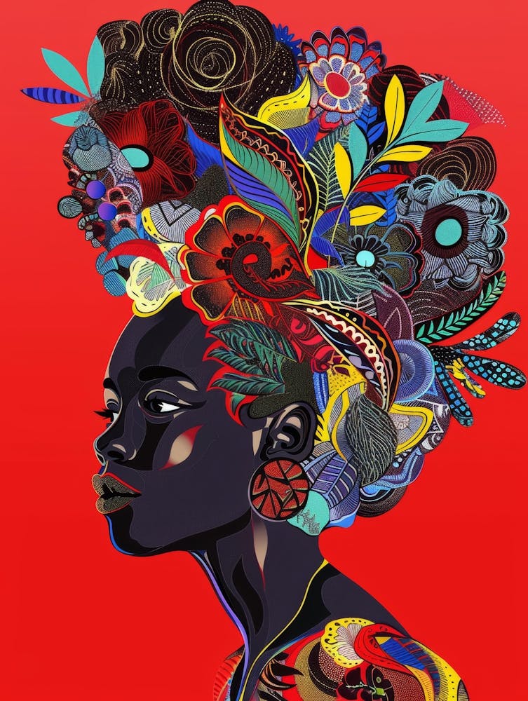 African Woman With Colorful Hair 1