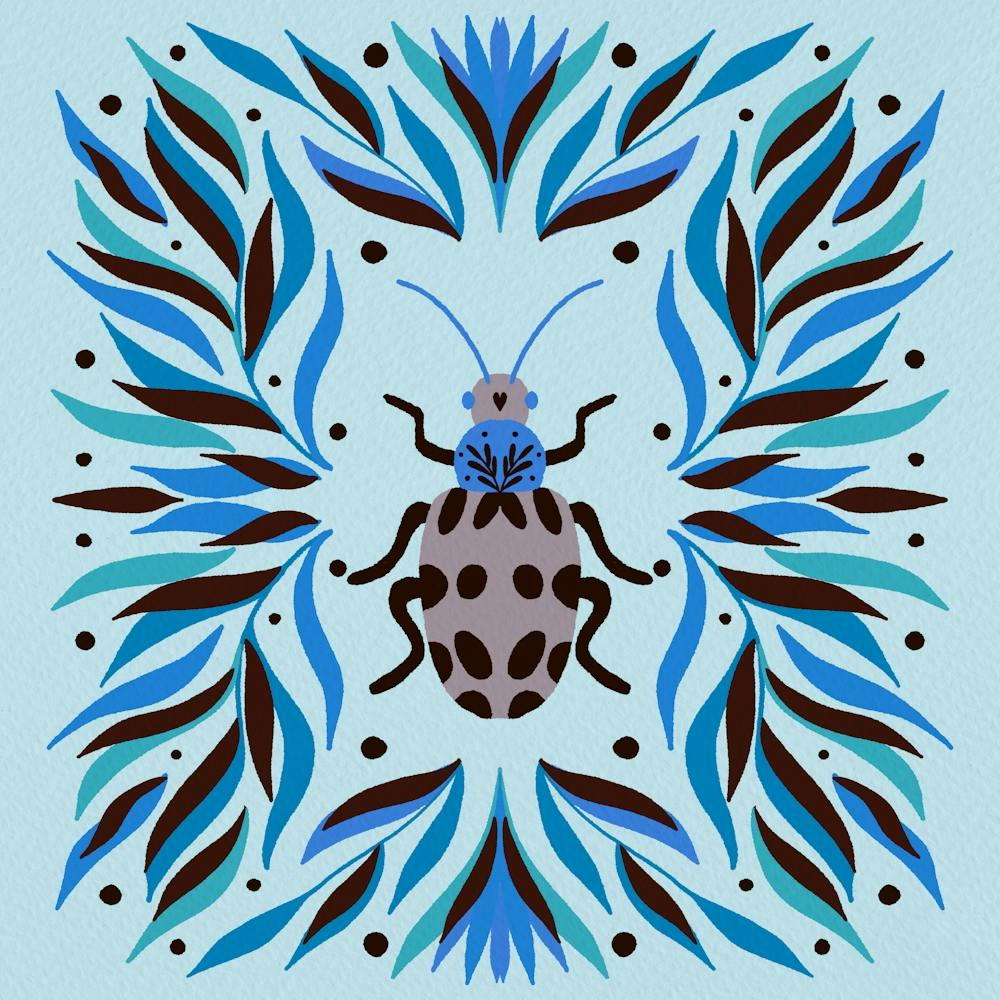 Bug And Leaves blue