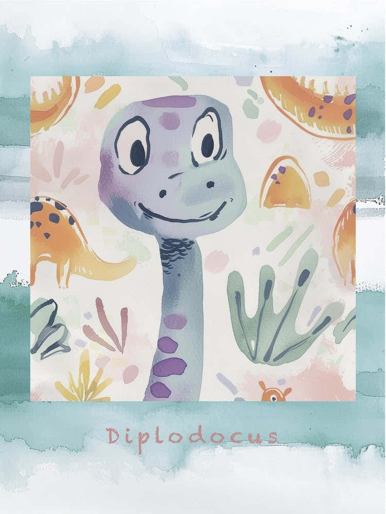Cute Muted Diplodocus Dinosaur 4 Poster