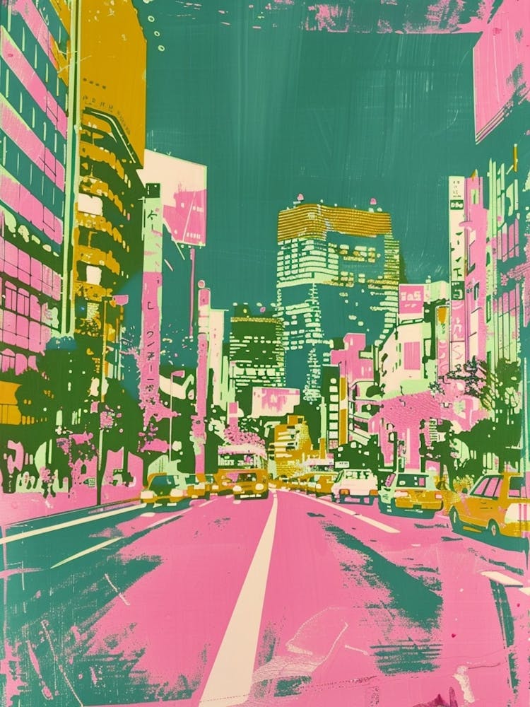 Roppongi Hills In Tokyo Duotone Silkscreen 1