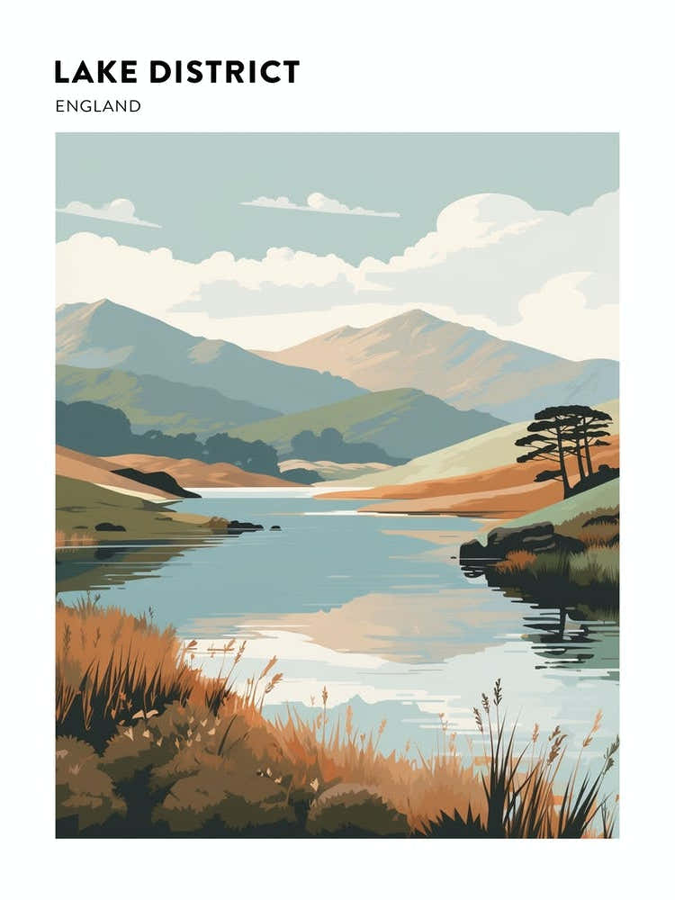 Lake District National Park England 3 Hiking Trail Landscape Poster