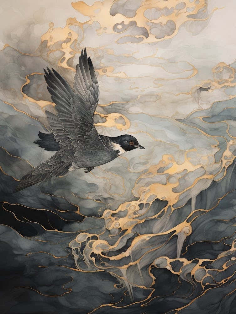 Sparrow 2 Gold Detail Painting