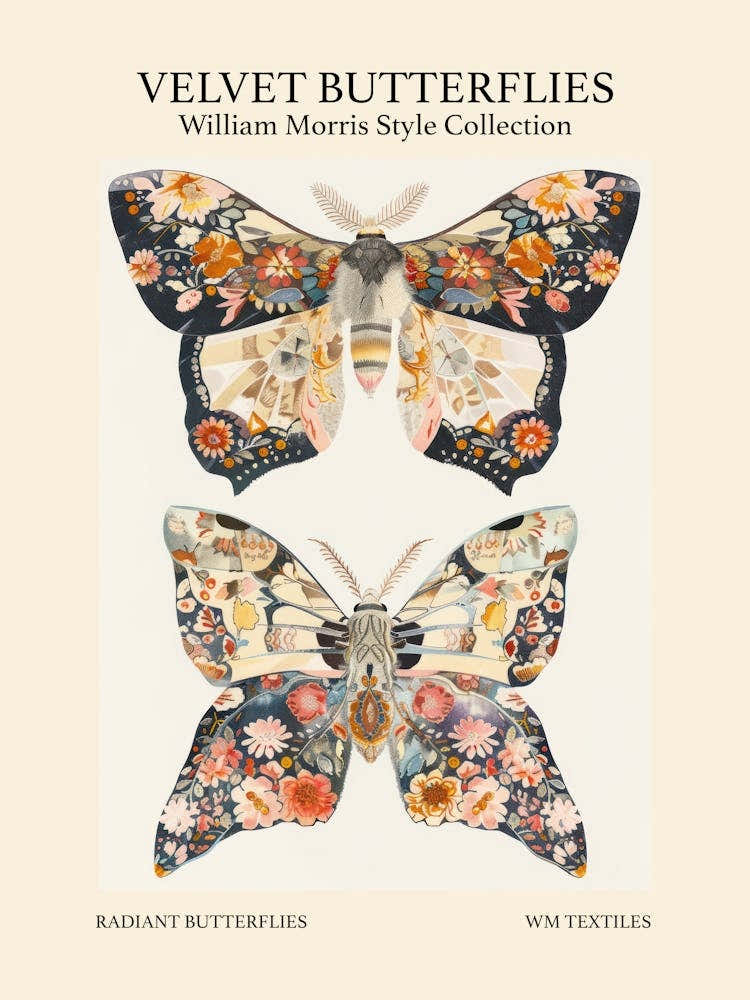 Velvet Butterflies Collection Radiant Butterflies William Morris Style 6