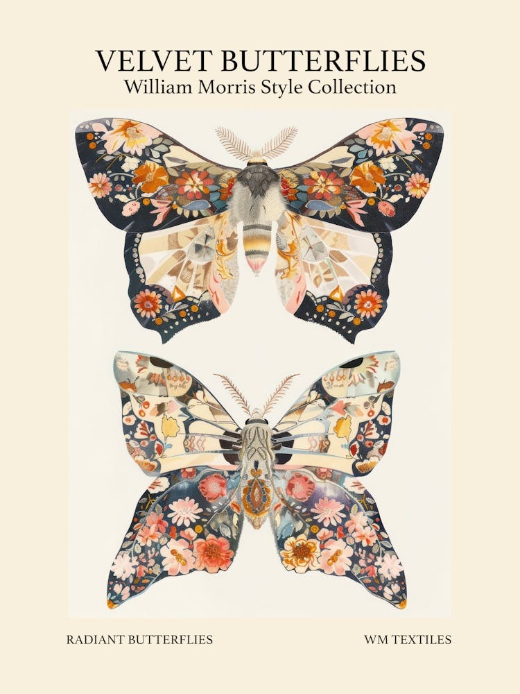 Velvet Butterflies Collection Radiant Butterflies William Morris Style 6