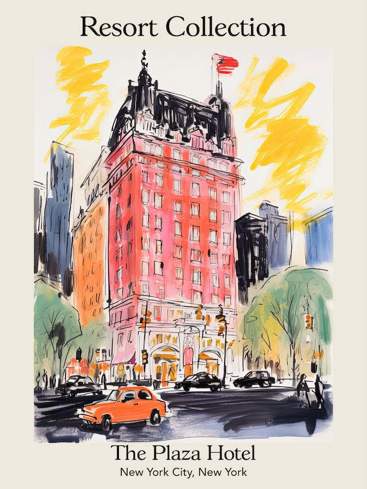 Poster Of The Plaza Hotel   New York City, New York   Resort Collection Storybook Illustration 3