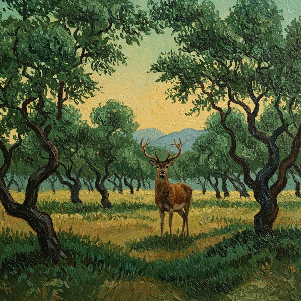 Deer In Olive Grove