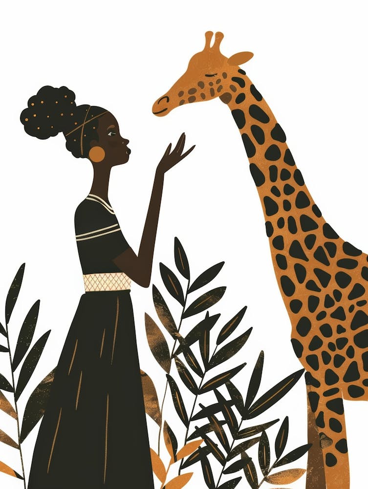 African Woman With Giraffe