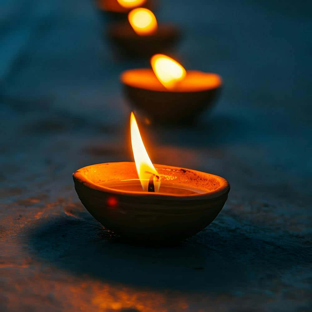 Lit Candles In A Row