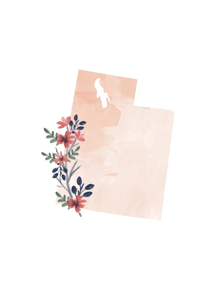 Utah Watercolor Floral State