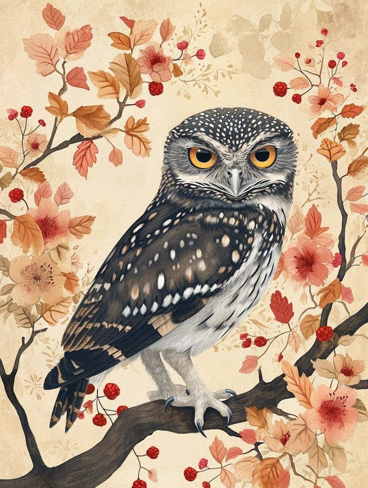 Burmese Fish Owl Japanese Painting 2