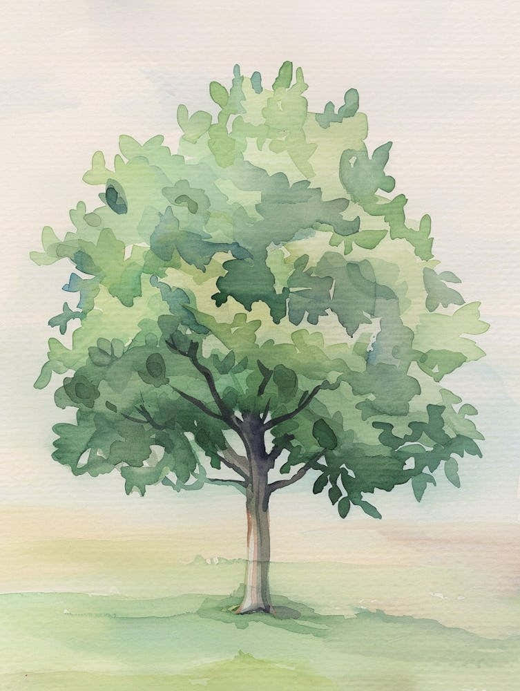 Apple Tree Atmospheric Watercolour Painting 1