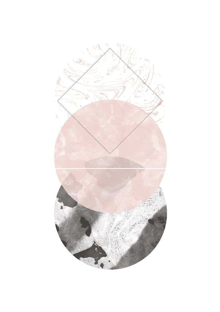 Three Pink & Black Marble Circles