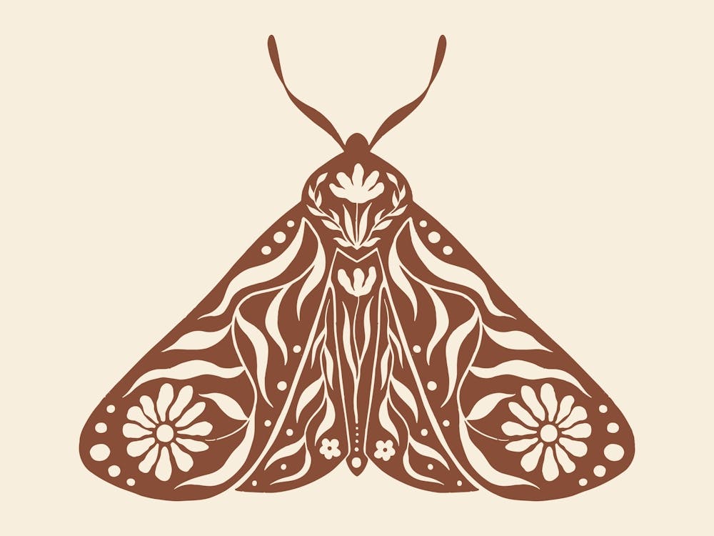 Folk Art Moth 03 - Red Brown