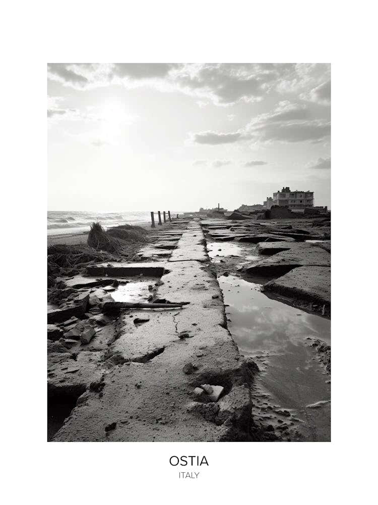 Poster Of Ostia, Italy, Black And White Photo 4
