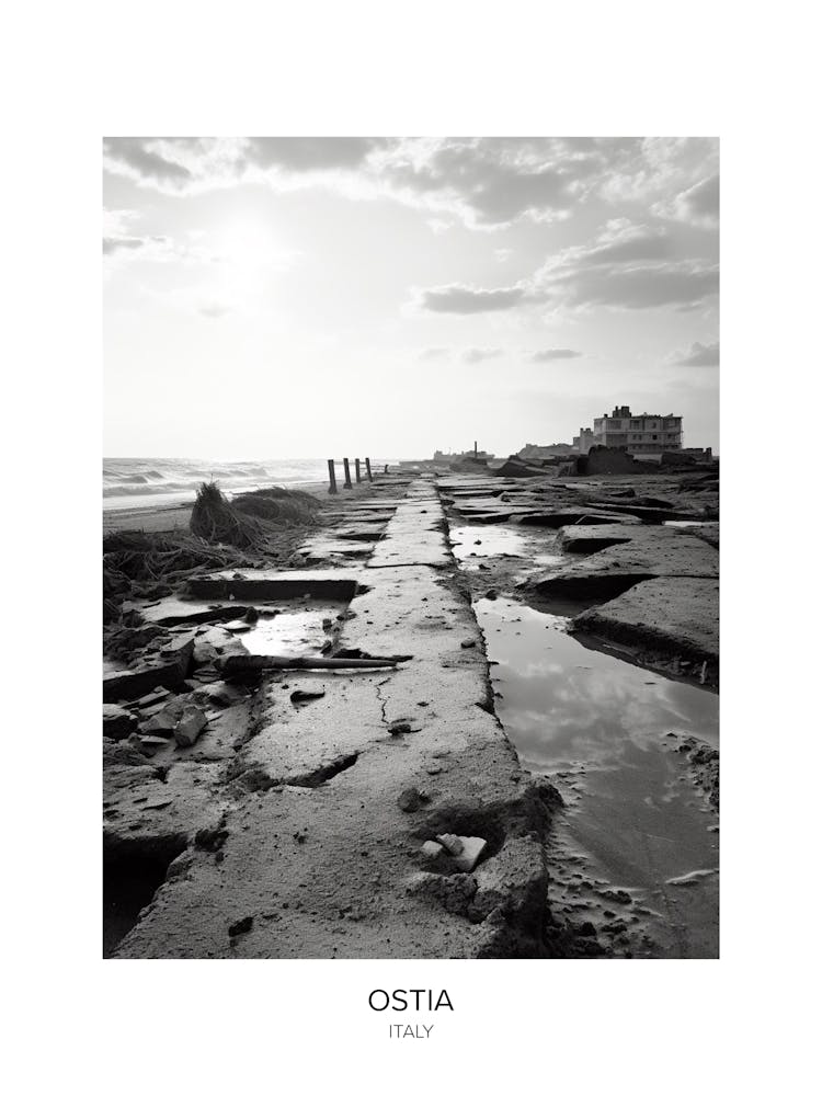 Poster Of Ostia, Italy, Black And White Photo 4
