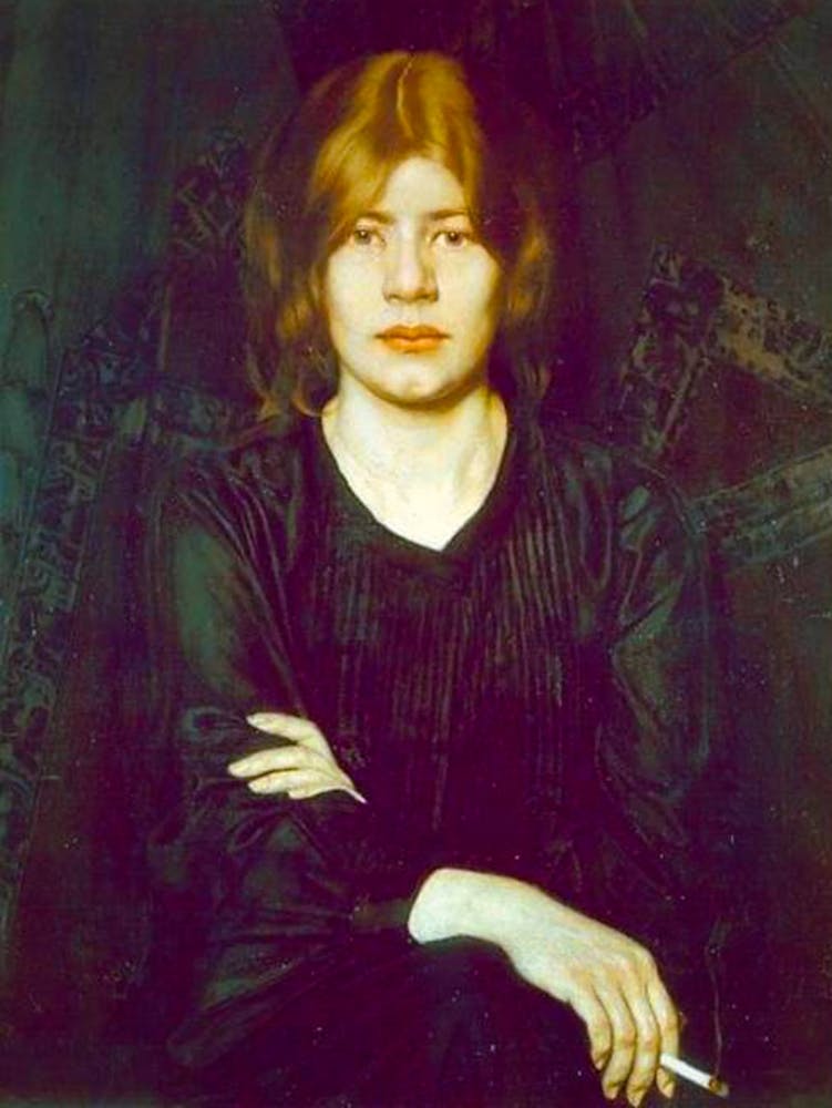 "Portrait of a Lady with a Cigarette" by artist Oskar Zwintscher (1870-1916)