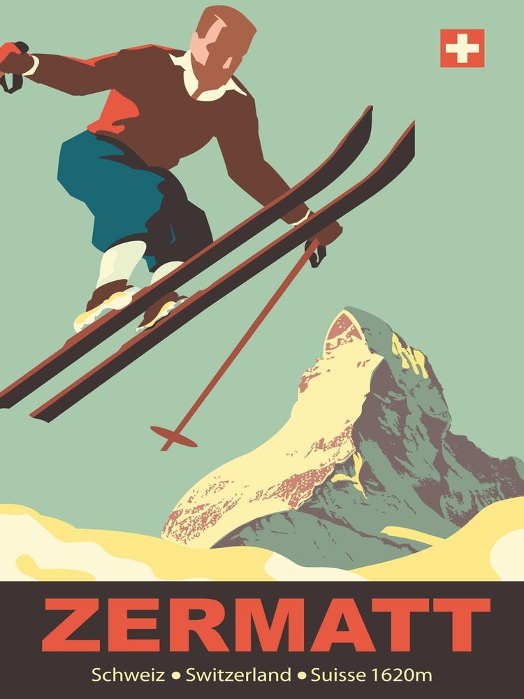 Zermatt,Mountain, Switzerland, Man on Ski Jump