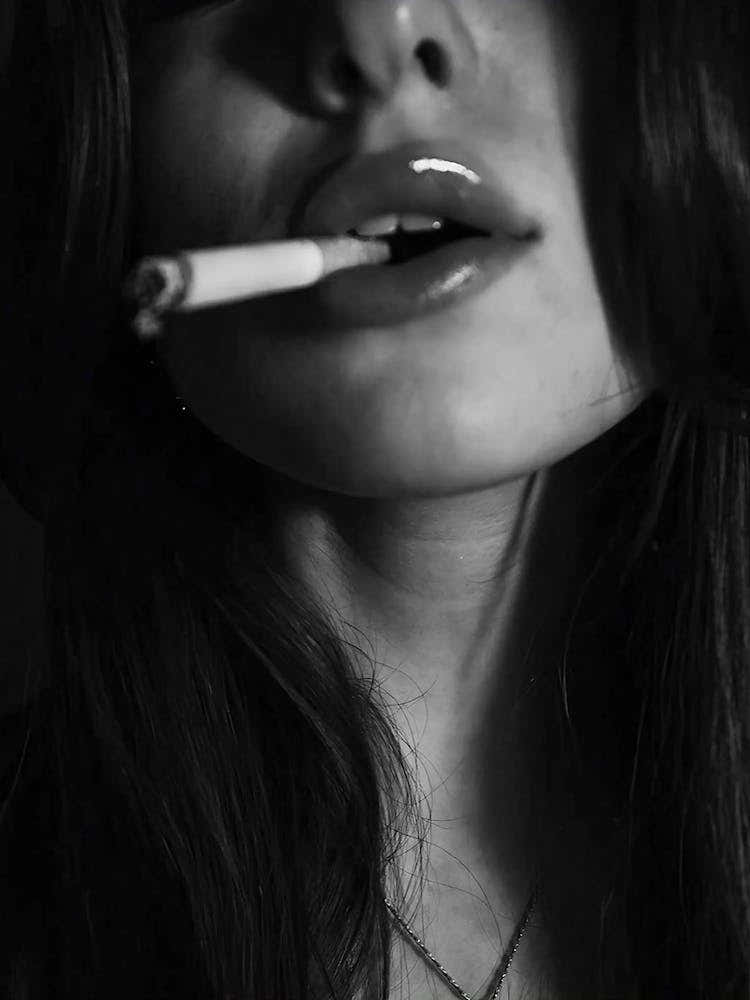 Woman Smoking Black And White