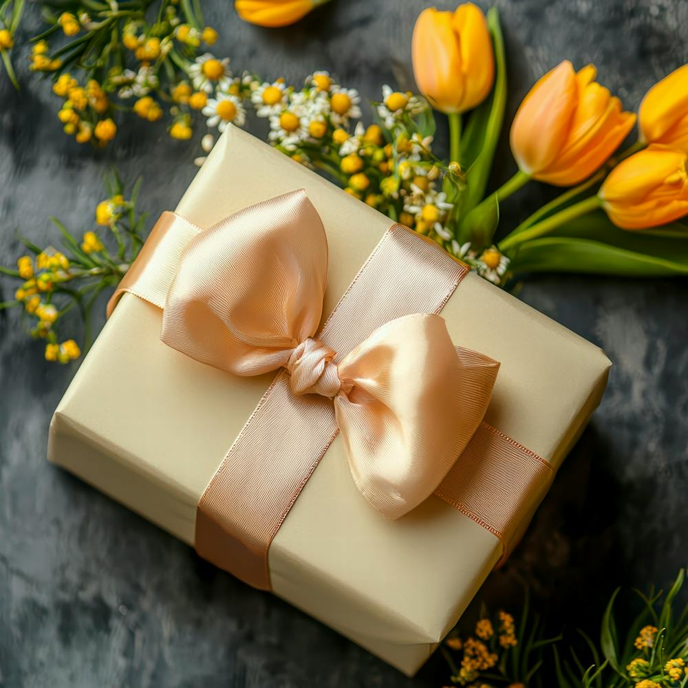 Gift Box With Tulips