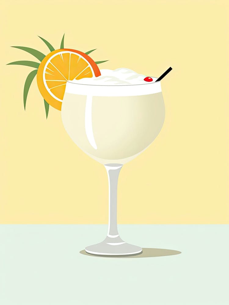 Illustration Piña Colada Floral Infusion Cocktail 3