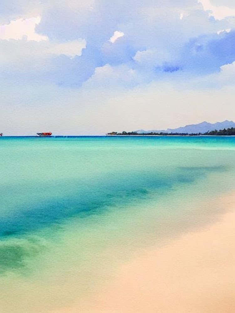 Gili Trawangan Beach 2, Indonesia Watercolour