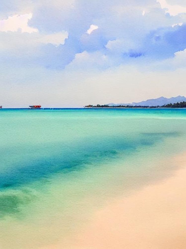 Gili Trawangan Beach 2, Indonesia Watercolour