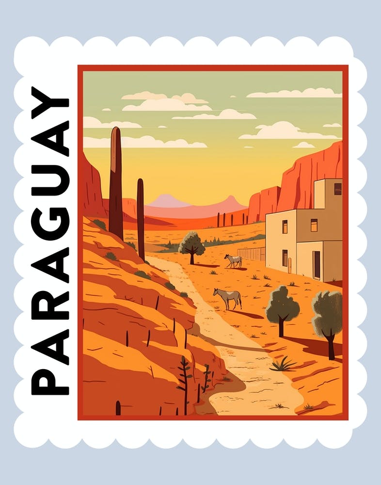 Paraguay 2 Travel Stamp Poster