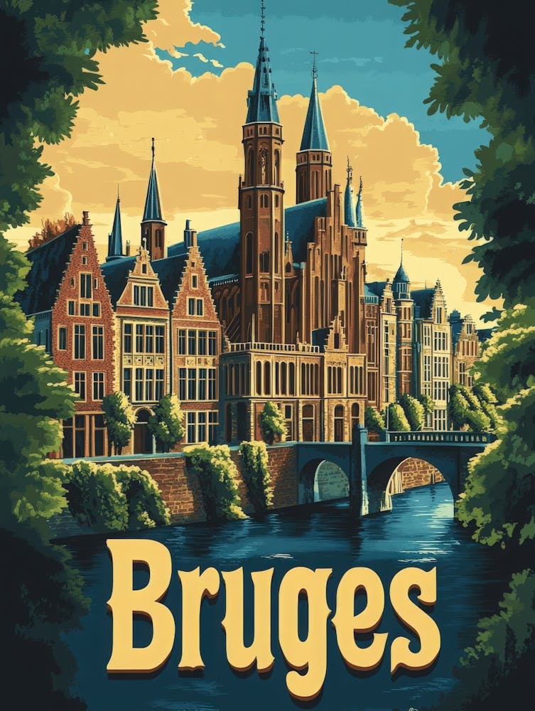 Aihrgdesign A Retro Travel Poster For Bruges Featuring The Ba 2359098e Fdad 4358 9f21 7abe427ee9ee 3