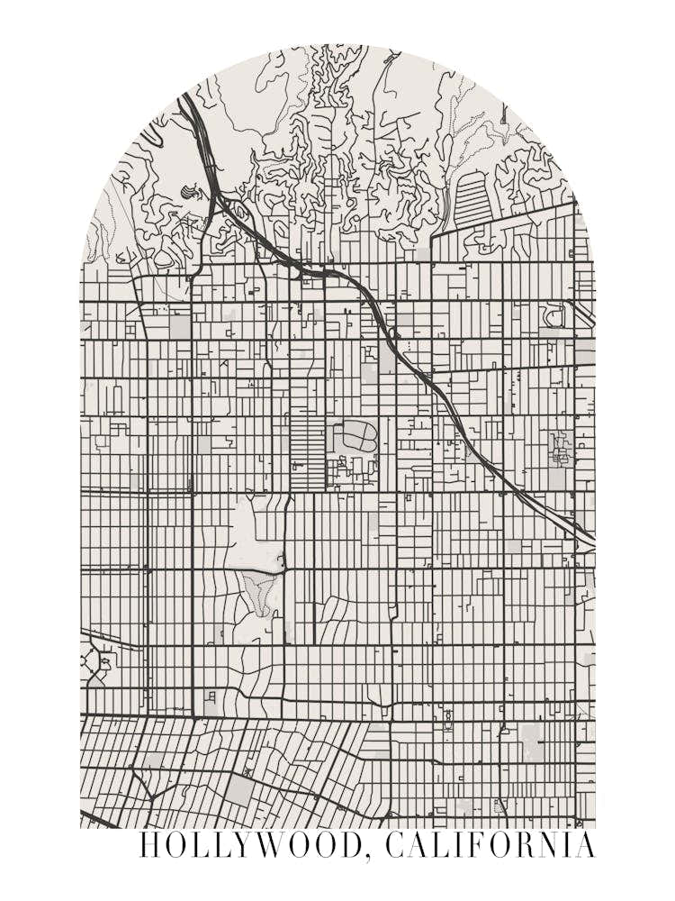Hollywood California Boho Minimal Arch Street Map 1