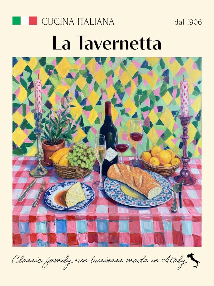 La Tavernetta Trattoria Italian Poster Food Kitchen