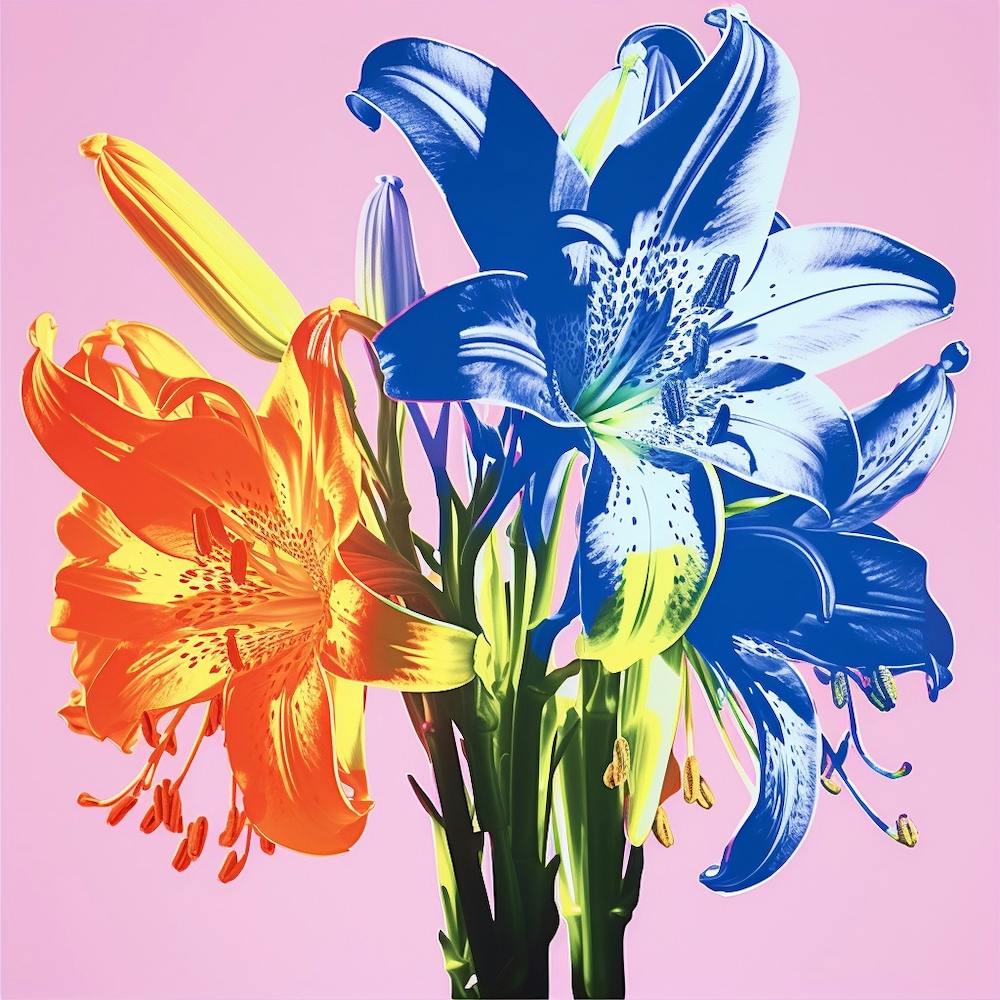 Andy Warhol Style Pop Art Flowers Lily 1 Square