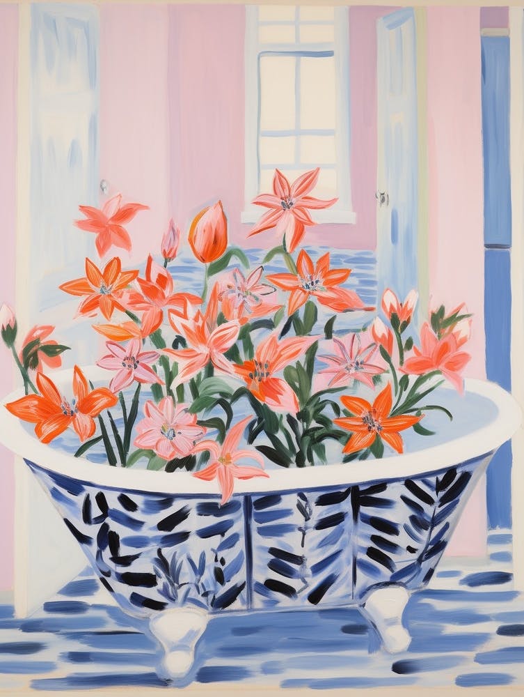 A Bathtube Full Lily In A Bathroom 2