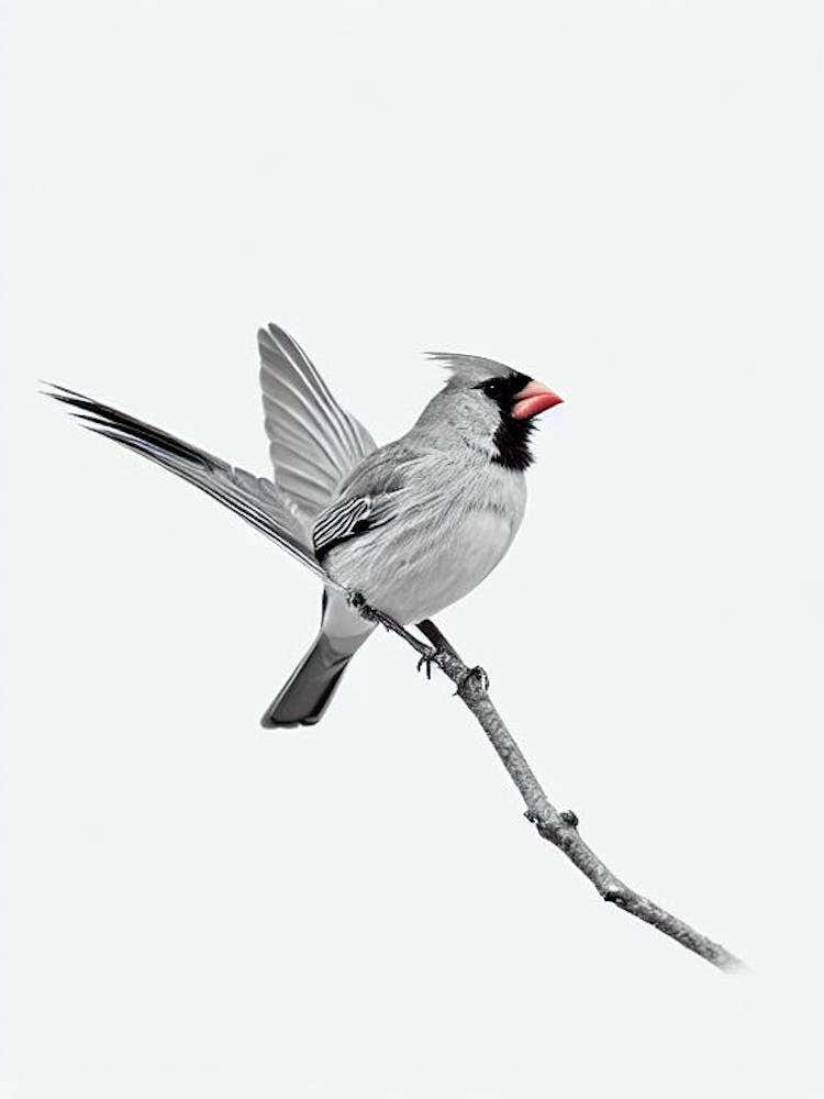 Northern Cardinal B&W Pencil Drawing 1 Bird