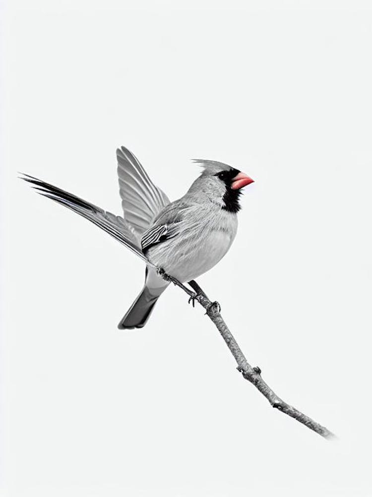 Northern Cardinal B&W Pencil Drawing 1 Bird