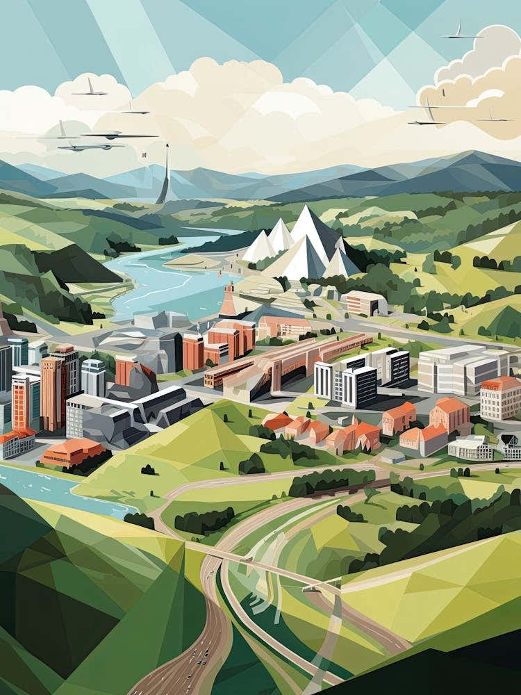 Stuttgart, Germany, Geometric Illustration 1