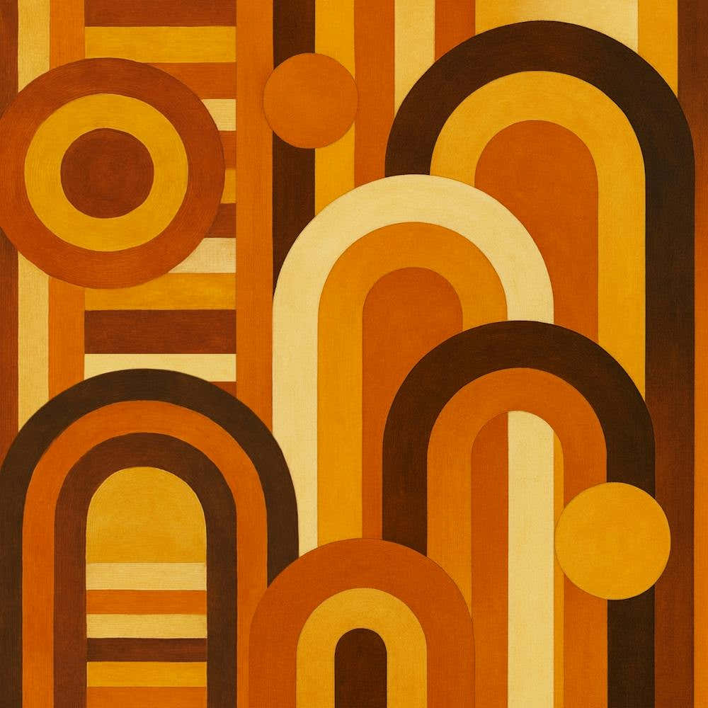 Arches and Sunspots Retro MCM Geometric Design