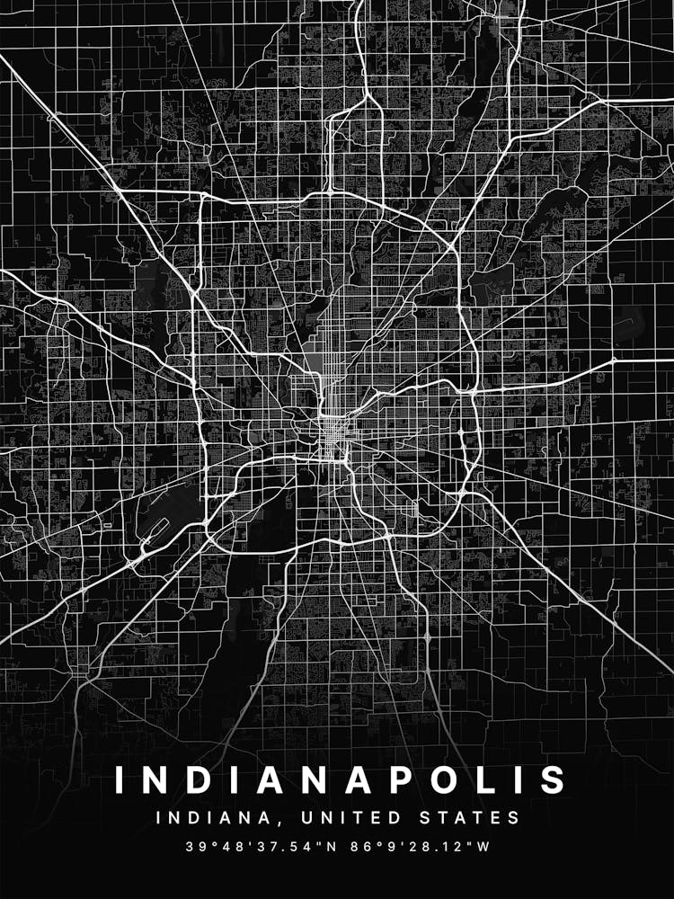 Indianapolis Indiana USA Black Map