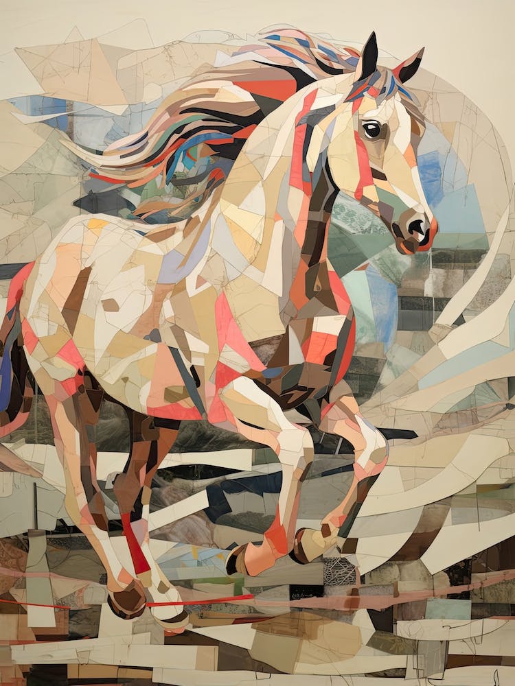 A Horse Painting In The Style Of Collage 4
