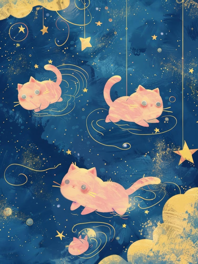 Pink Cats In The Sky